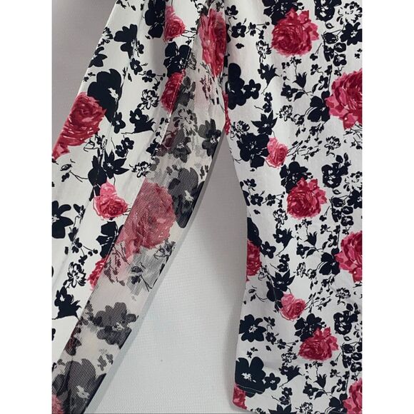 IBKÜL Floral UPF 50+ Long Sleeve Mesh Quarter Zip Top White Pink Black Small - Picture 3 of 6